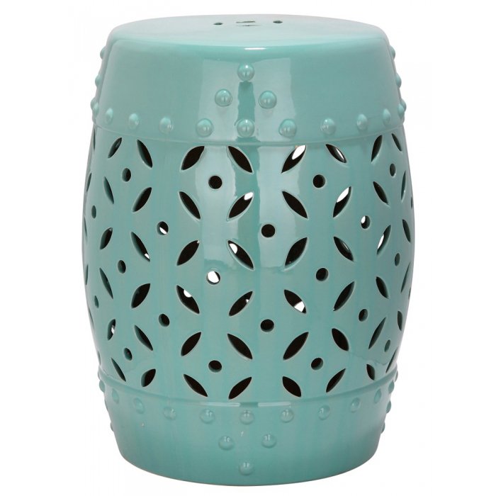 Керамический табурет Coin Lattice Garden Stool - Light Blue Голубой пастельный в Санкт-петербурге | Loft Concept 