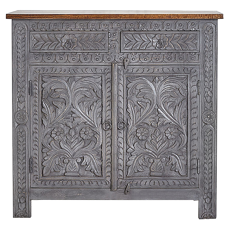 Комод Indian Antique White Furniture Chest of Drawers Ganika серый Серый Коричневый в Санкт-петербурге | Loft Concept 