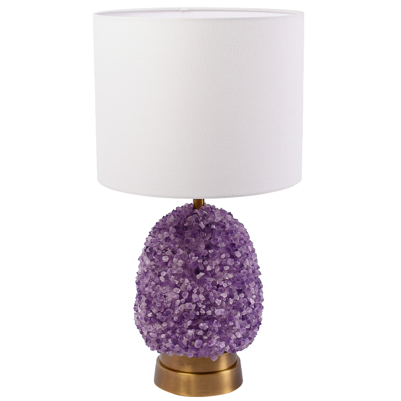 Настольная лампа с абажуром Riche Table Lamp Фиолетовый Латунь Белый в Санкт-петербурге | Loft Concept 