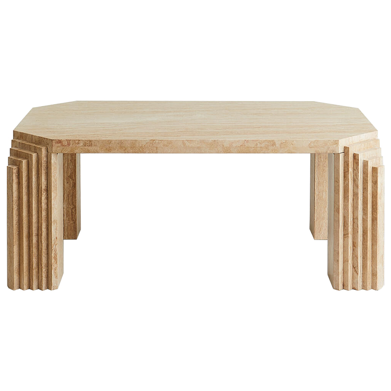 Кофейный стол Caleb Travertine Coffee Table Бежевый Коричневый в Санкт-петербурге | Loft Concept 