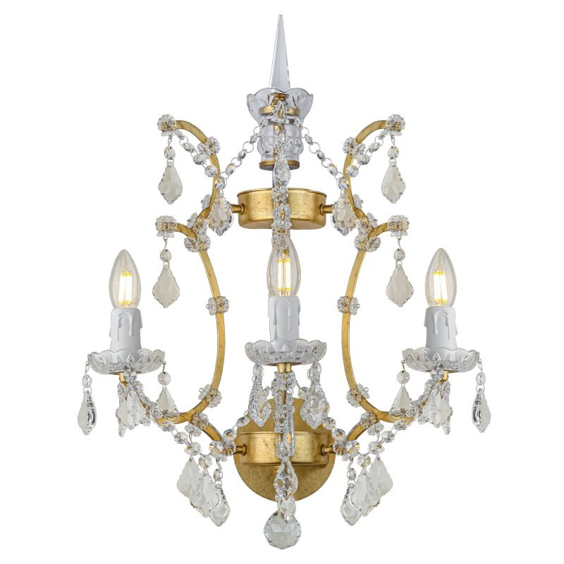 Бра 19th c. Rococo IRON & CLEAR CRYSTAL Gold Wall Lamp Золотой Прозрачное Стекло в Санкт-петербурге | Loft Concept 