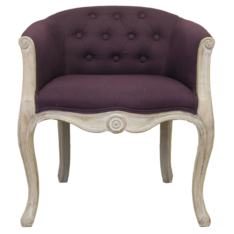 Кресло низкое в стиле прованс Louis French Armchair violet flax Фиолетовый Бежево-серый в Санкт-петербурге | Loft Concept 