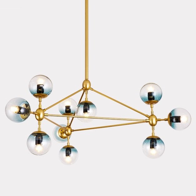 Люстра Modo Chandelier Globes Blue Ambre Gold Золотой в Санкт-петербурге | Loft Concept 