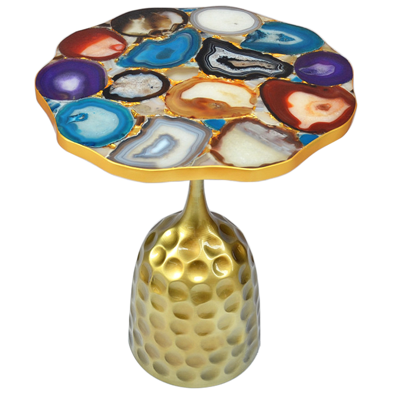 Приставной стол Cluster Surface Multicolor Agate Side Table Мульти Латунь в Санкт-петербурге | Loft Concept 