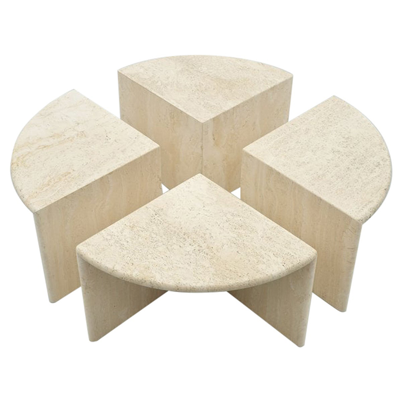 Модульный кофейный стол Set of Four Travertine Side or Coffee Tables Бежевый Песочный в Санкт-петербурге | Loft Concept 