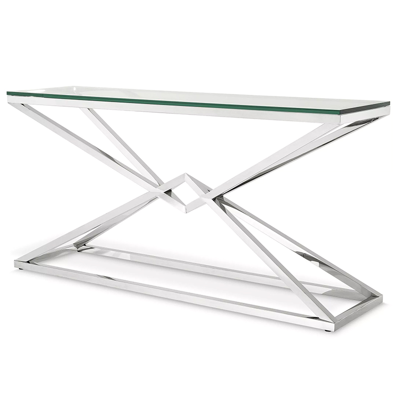 Консоль Eichholtz Console Table Connor L Chrome Хром Прозрачное Стекло в Санкт-петербурге | Loft Concept 