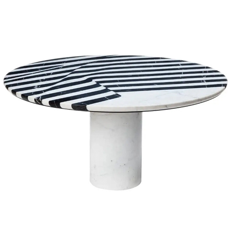 Обеденный стол Safwan Black and White Stripes Dining Table Черно-белый Белый Мрамор Bianco Черный Мрамор Nero в Санкт-петербурге | Loft Concept 