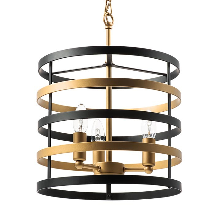 Люстра Gold Stripes Chandelier 3 Черный Золотой в Санкт-петербурге | Loft Concept 