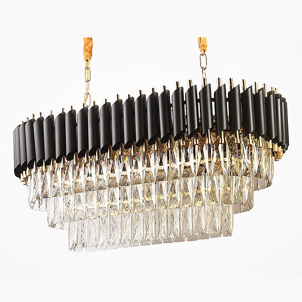 Люстра Empire Black Rectangular Chandelier Crystal Черный Золотой Прозрачный в Санкт-петербурге | Loft Concept 