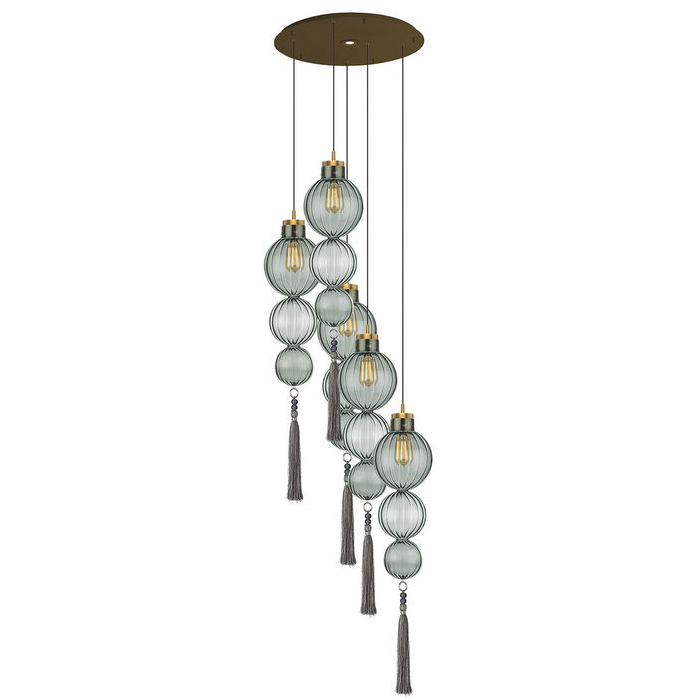 Люстра Heathfield Lighting - Medina Circle 5 Chandelier Хром Латунь Прозрачный Коричневый Голубой в Санкт-петербурге | Loft Concept 