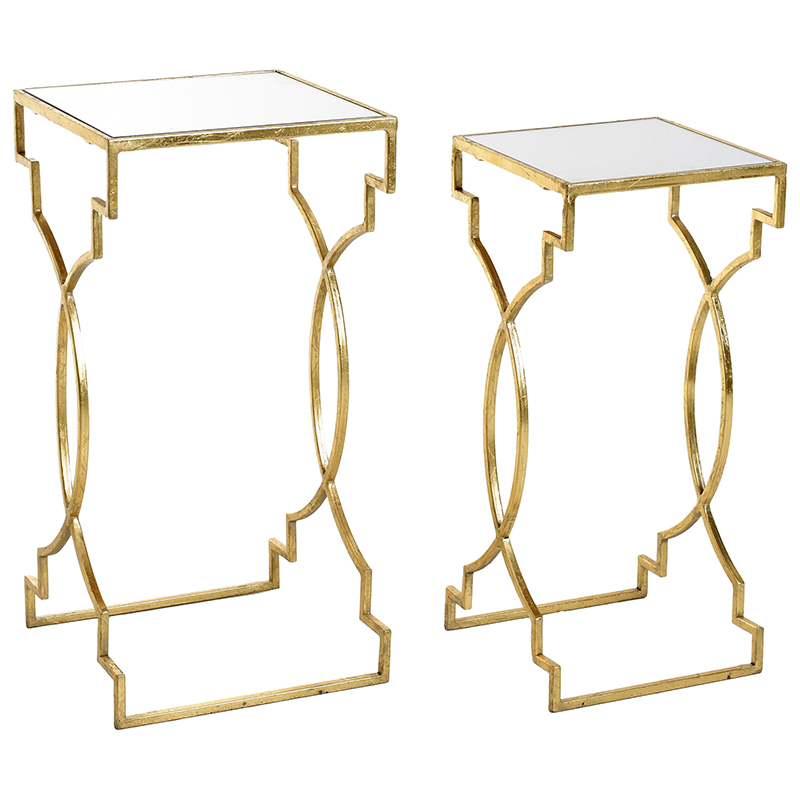 Комплект приставных столов Cowan Side Tables Золотой Прозрачный в Санкт-петербурге | Loft Concept 