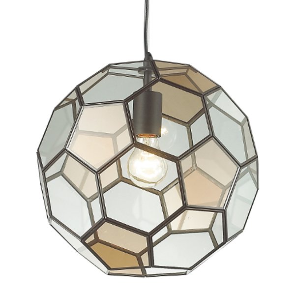 Подвесной светильник Glass & Metal Cage Pendant Globe Multi Прозрачное Стекло Янтарь (Amber) Черный в Санкт-петербурге | Loft Concept 