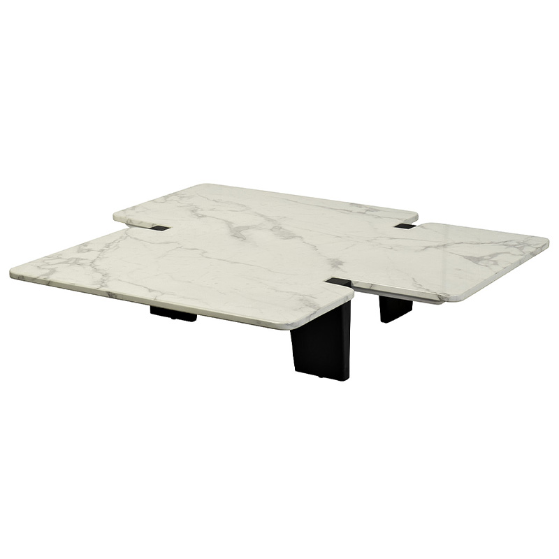 Кофейный стол Lewys Marble Coffee Table Белый Мрамор Bianco Коричневый в Санкт-петербурге | Loft Concept 