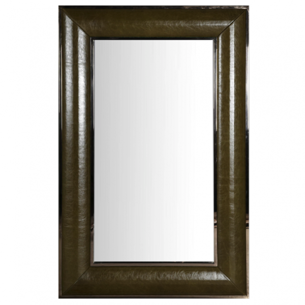 Зеркало настенное Leather Lux Mirror Square Oliva Оливковый в Санкт-петербурге | Loft Concept 