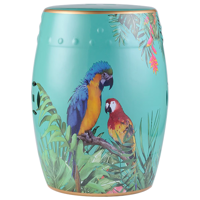 Керамический табурет Parrots Tropical Animal Ceramic Stool Turquoise Бирюзовый Мульти в Санкт-петербурге | Loft Concept 