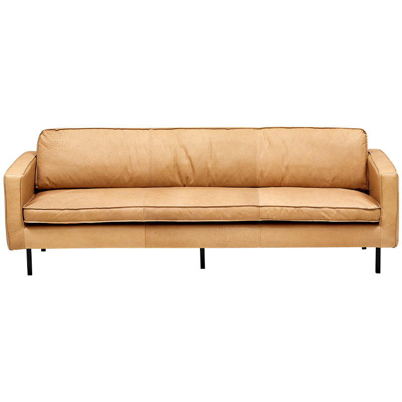 Диван кожаный Adrian Beige Leather Sofa Бежевый Черный в Санкт-петербурге | Loft Concept 