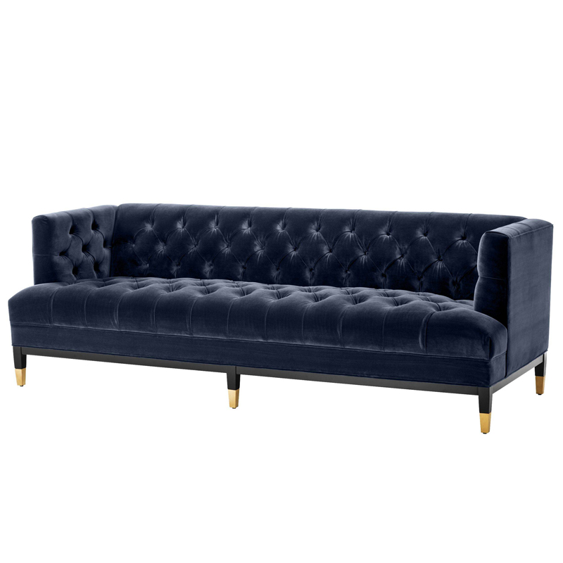 Диван Eichholtz Sofa Castelle midnight blue Темно-синий Черный Латунь в Санкт-петербурге | Loft Concept 