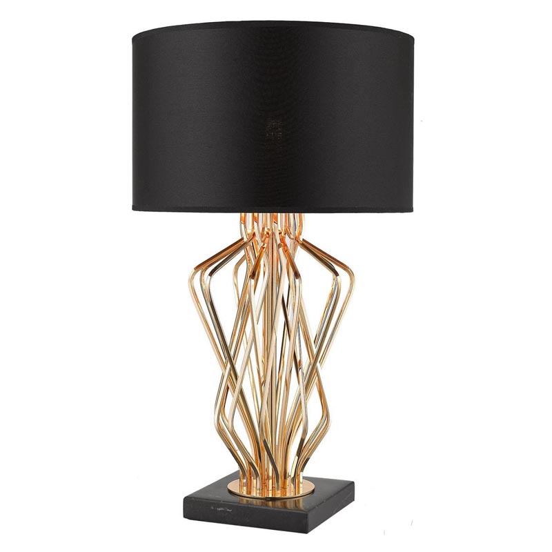 Настольная лампа Lester Table Lamp Черный Мрамор Nero Глянцевое золото в Санкт-петербурге | Loft Concept 