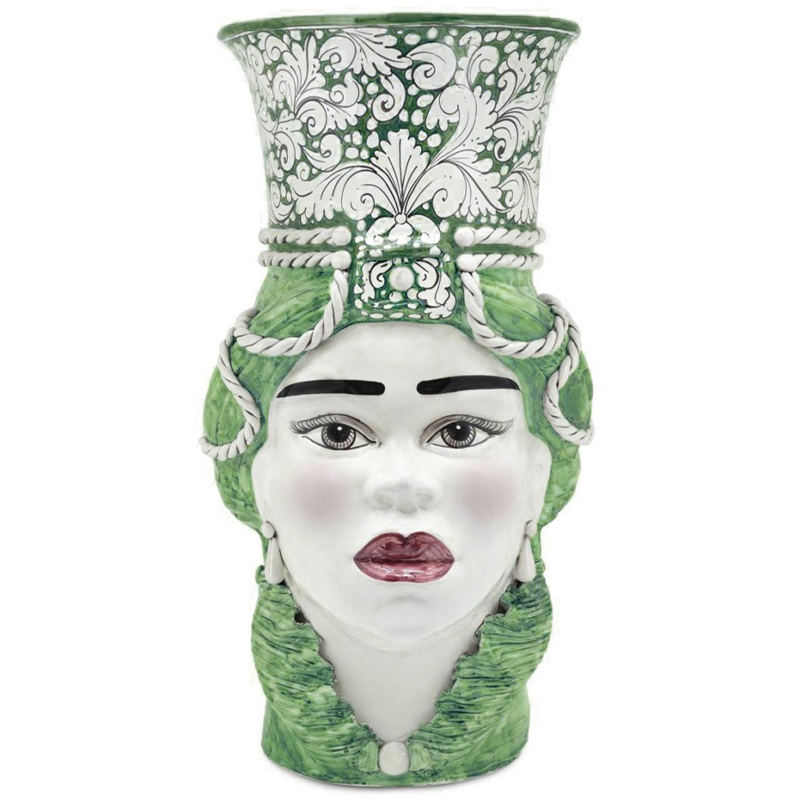 Ваза Vase Moro Lady Giant Ornate Green Зеленый Белый в Санкт-петербурге | Loft Concept 