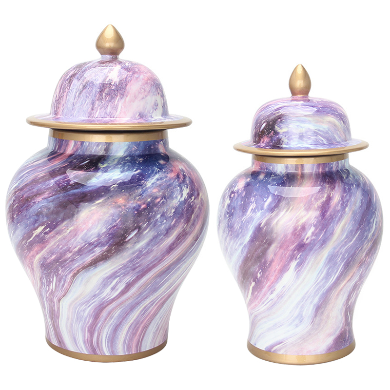 Ваза с крышкой Violet Colored Rainbow Vase Золотой Фиолетовый в Санкт-петербурге | Loft Concept 