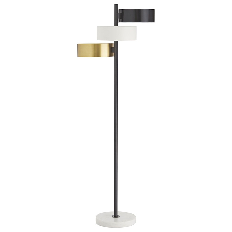 Торшер Arteriors HUTTON FLOOR LAMP Латунь Черный Белый в Санкт-петербурге | Loft Concept 