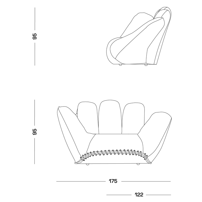 Дизайнерское кожаное кресло в форме руки Poltronova Joe Whip Armchair в Санкт-петербурге