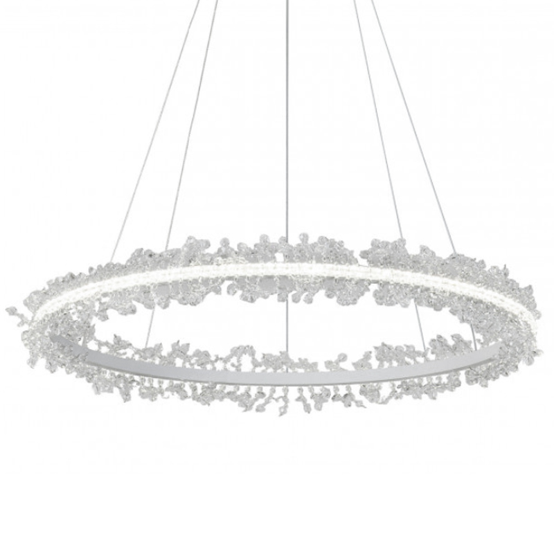 Crystal round chandelier Светильник Белое Кольцо из Хрусталя  Прозрачный Латунь в Санкт-петербурге | Loft Concept 