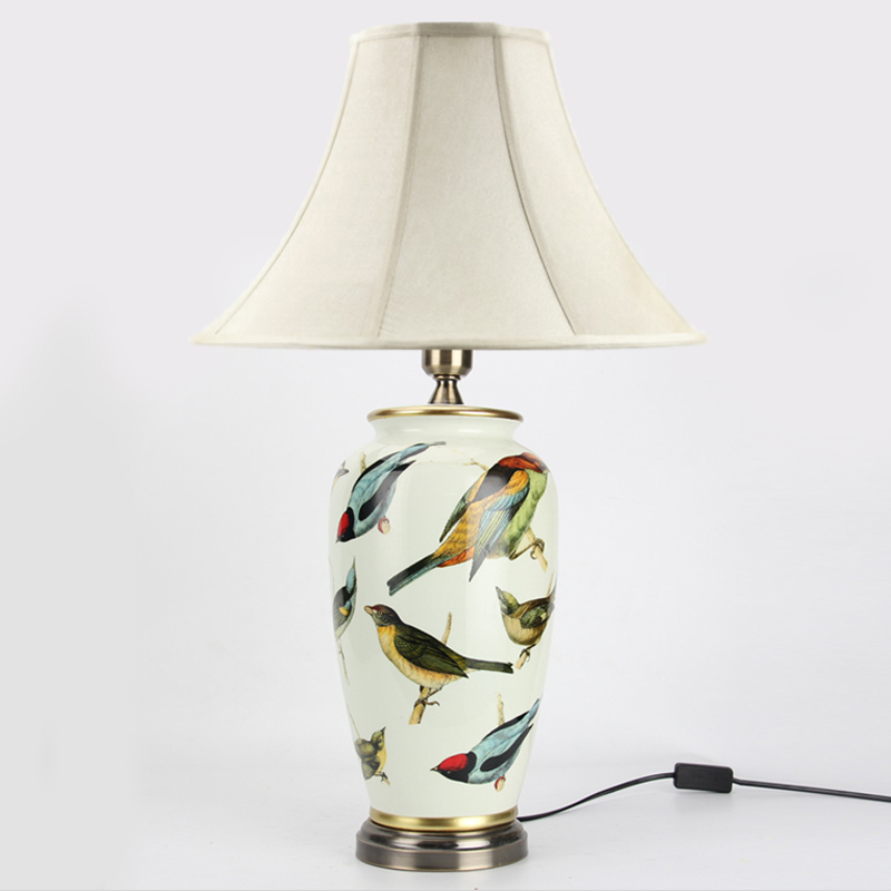 Настольная лампа Birds Blue Table lamp Белый Мульти Золотой в Санкт-петербурге | Loft Concept 