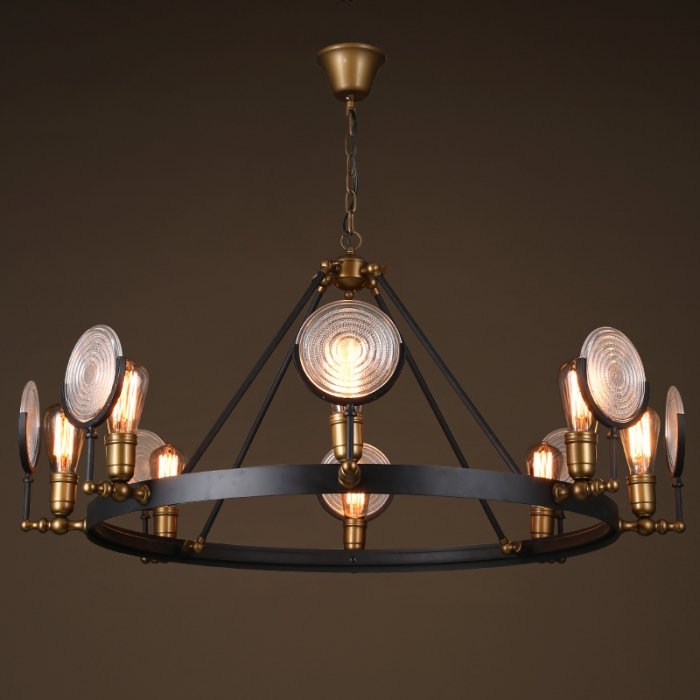 Люстра GASLIGHT LENS Chandelier 8 Черный в Санкт-петербурге | Loft Concept 