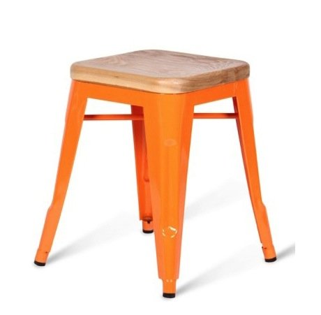 Кухонный стул Tolix Wood Seat Stool Черный Салатовый Нержавеющая сталь Красный Зеленый Желтый Голубой Белый Коричневый Оранжевый Древесина в Санкт-петербурге | Loft Concept 