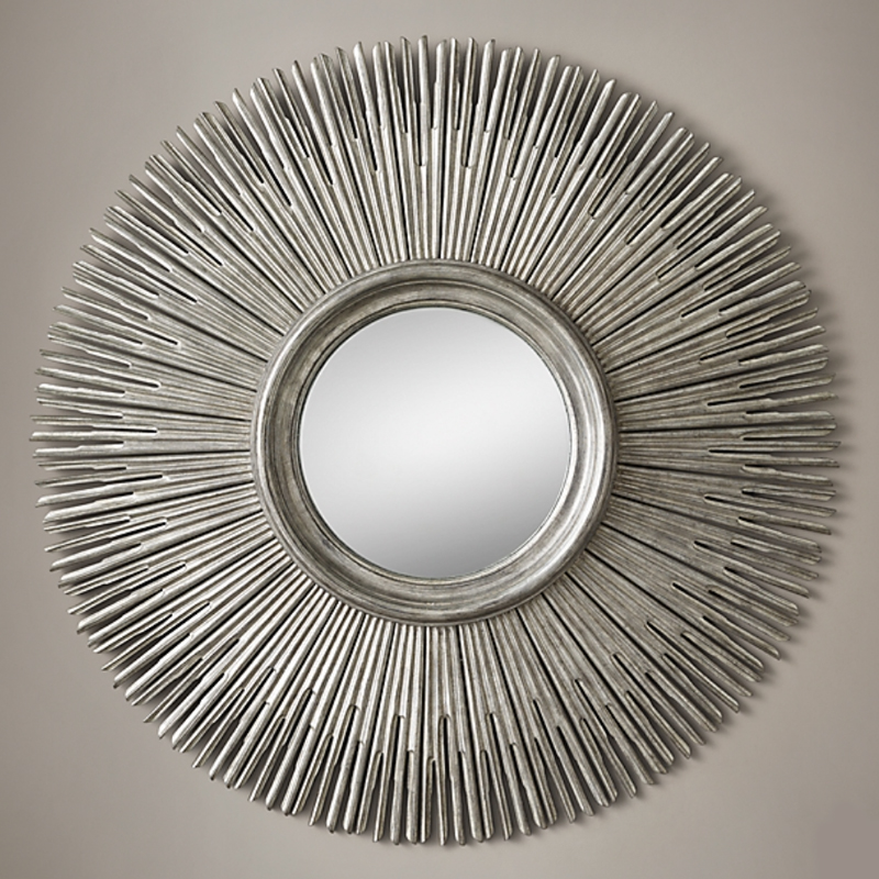 Restoration Hardware ROUND SUNBURST MIRROR Silver Серебро винтаж в Санкт-петербурге | Loft Concept 