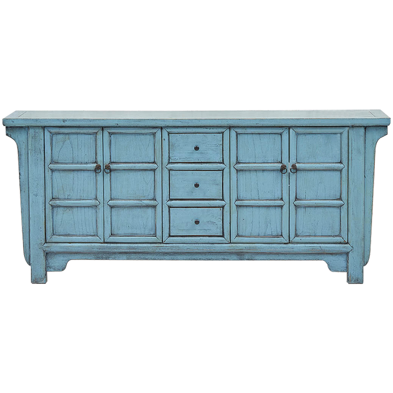 Комод в китайском стиле Blue Chest of Drawers Chinese Collection Голубой Коричневый в Санкт-петербурге | Loft Concept 