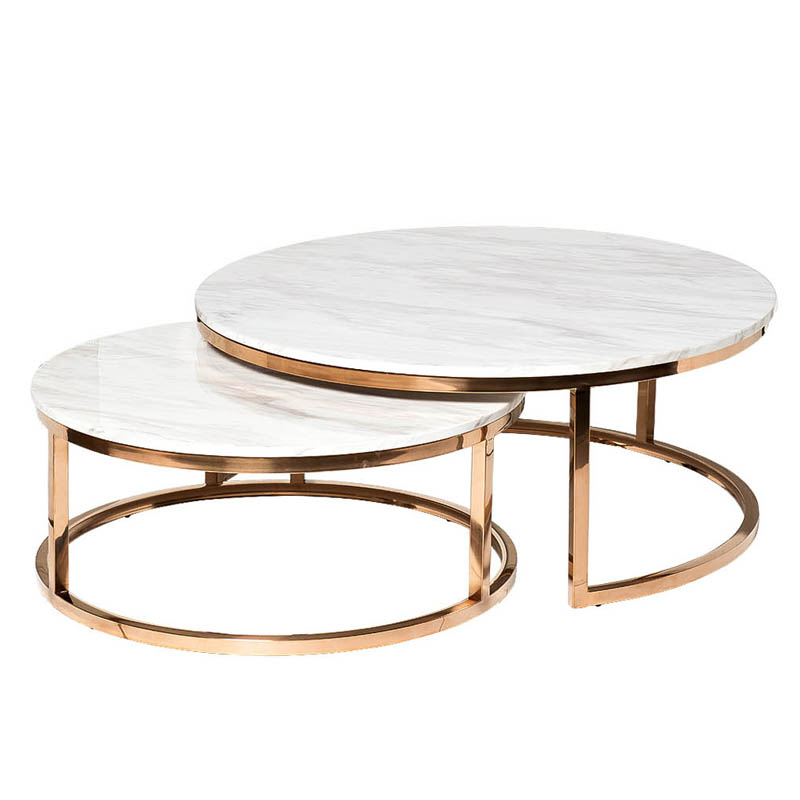 Комплект кофейных столов Hewdonald Coffee Table Глянцевое золото в Санкт-петербурге | Loft Concept 