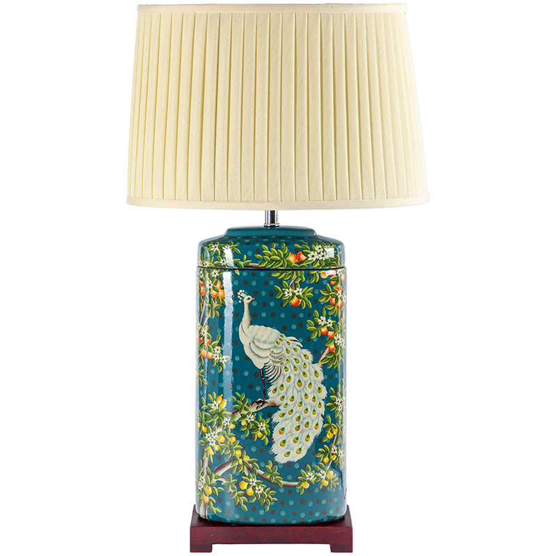 Настольная лампа White Peacock Lampshade Изумрудный Бежевый Мульти в Санкт-петербурге | Loft Concept 