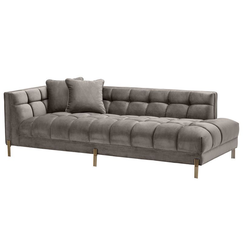 Кушетка Eichholtz Lounge Sofa Sienna Left Серый Матовая латунь в Санкт-петербурге | Loft Concept 