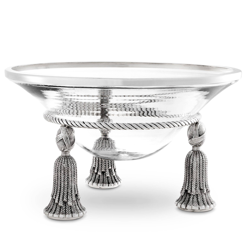 Чаша Eichholtz Bowl Tassel silver Прозрачный Серебряный в Санкт-петербурге | Loft Concept 