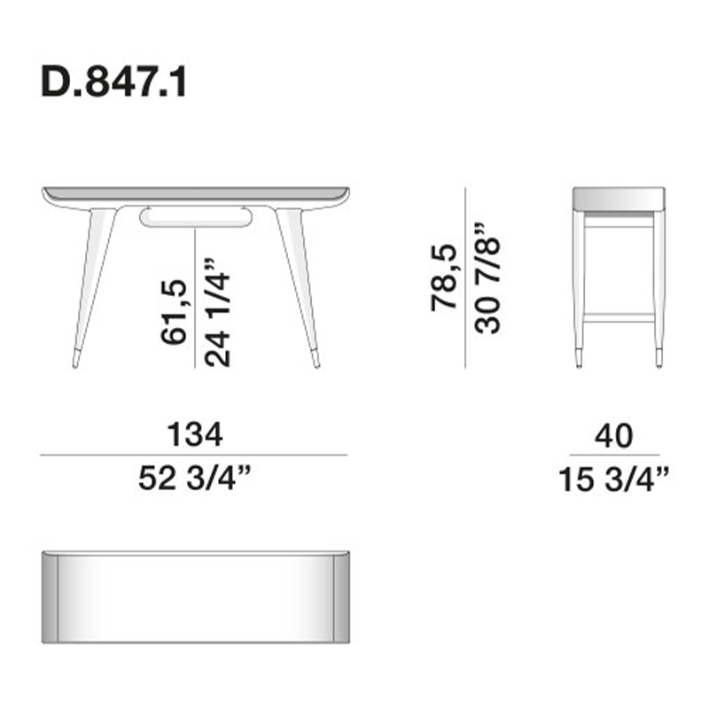 Дизайнерский рабочий стол из массива дерева Gio Ponti D.847.1 Writing Desk в Санкт-петербурге