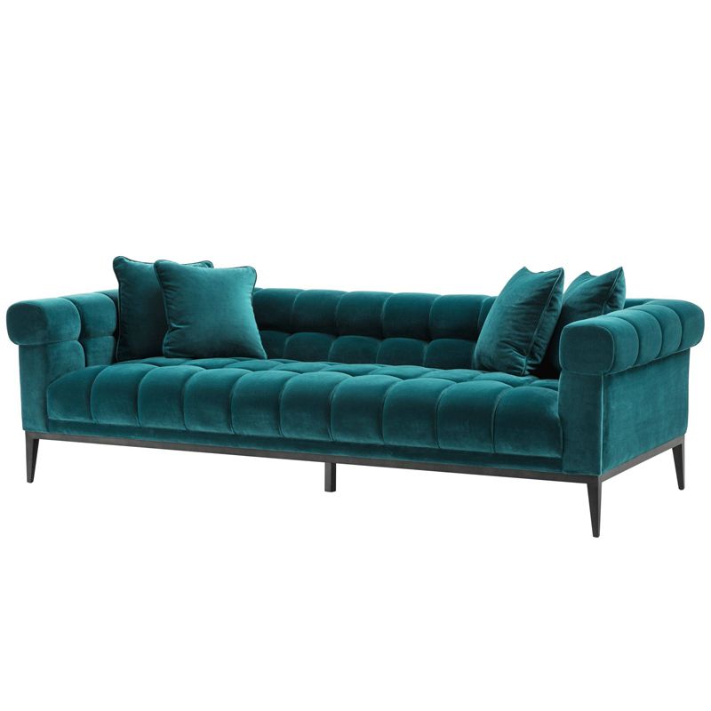 Диван Eichholtz Sofa Aurelio sea green Бирюзовый Черный в Санкт-петербурге | Loft Concept 