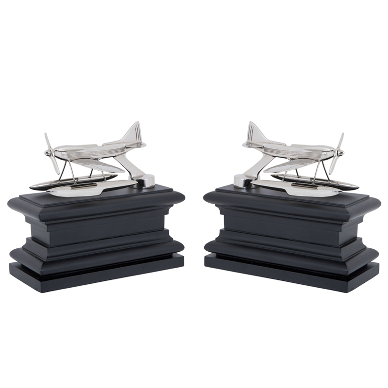 Держатель для книг Eichholtz Bookend Hydroplane set of 2 Nickel Никель Черный в Санкт-петербурге | Loft Concept 