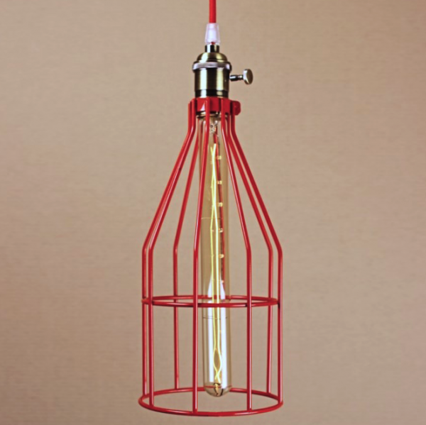 Подвесной светильник Wire Cage Pendant Twix Red Красный в Санкт-петербурге | Loft Concept 