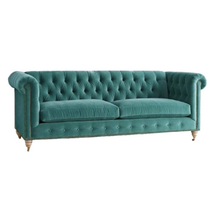 Трехместный диван Velvet Lyre Chesterfield Sofa Серый Фиолетовый Красный Малахит (зеленый) Бирюзовый Голубой пастельный Золотой в Санкт-петербурге | Loft Concept 