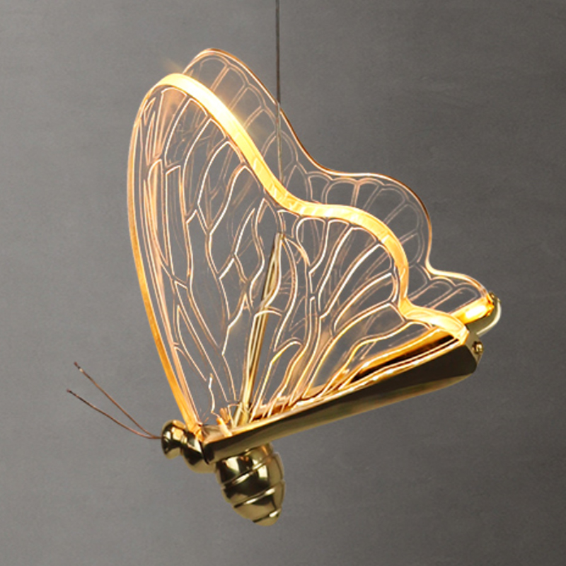 Люстра Glass butterfly chandelier C Глянцевое золото Прозрачный Черный в Санкт-петербурге | Loft Concept 