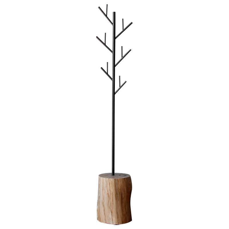 Вешалка Metal Branches and Stump Floor Hanger Black Черный Светлый дуб в Санкт-петербурге | Loft Concept 