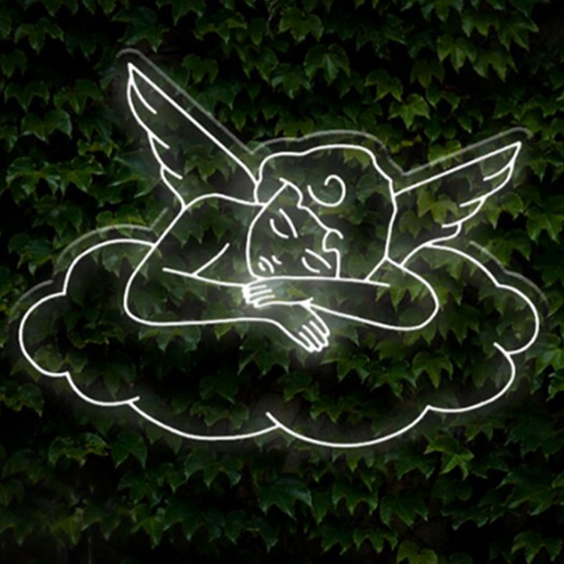 Неоновая настенная лампа Sleeping Angel Neon Wall Lamp Белый Белый Прозрачный в Санкт-петербурге | Loft Concept 