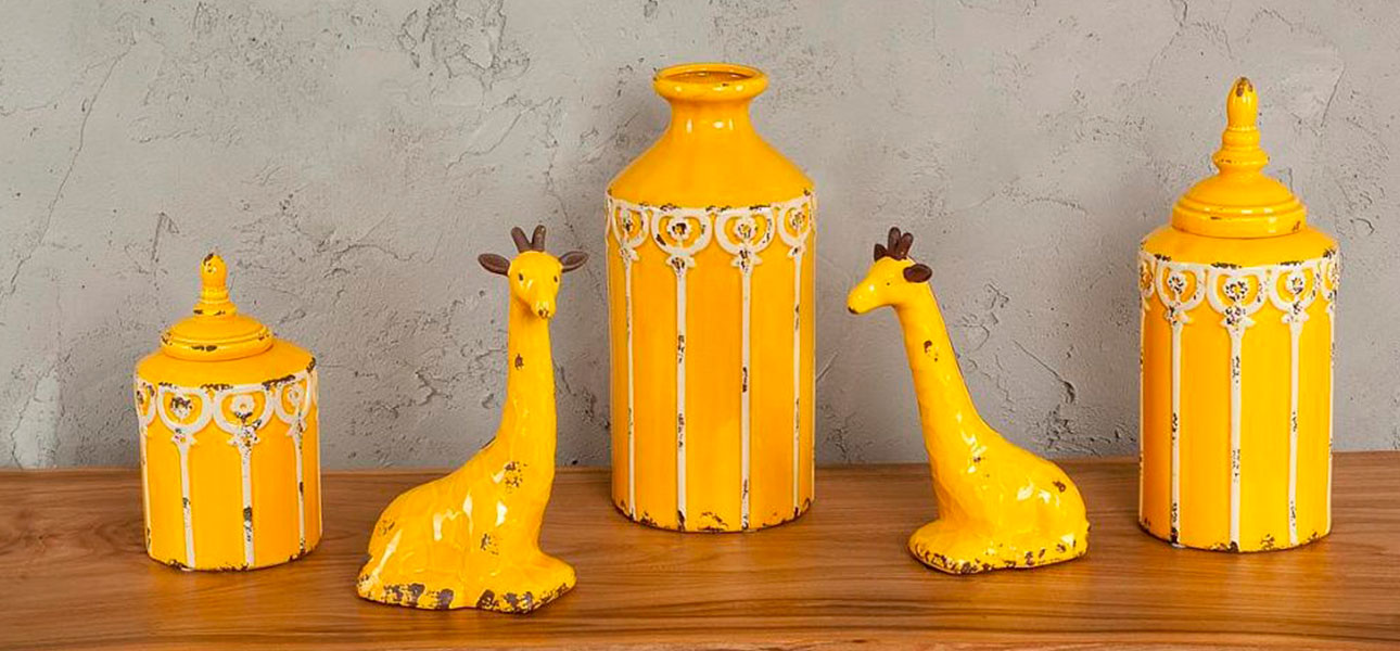 Фигурка керамика желтый жираф Giraffe  - фото