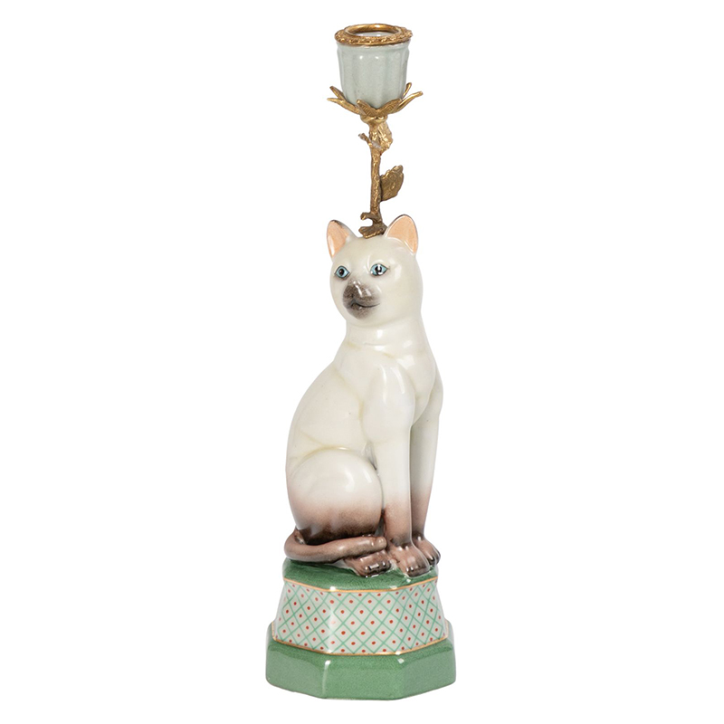 Подсвечник фигурка Кошка Candlestick cat Белый Мульти в Санкт-петербурге | Loft Concept 