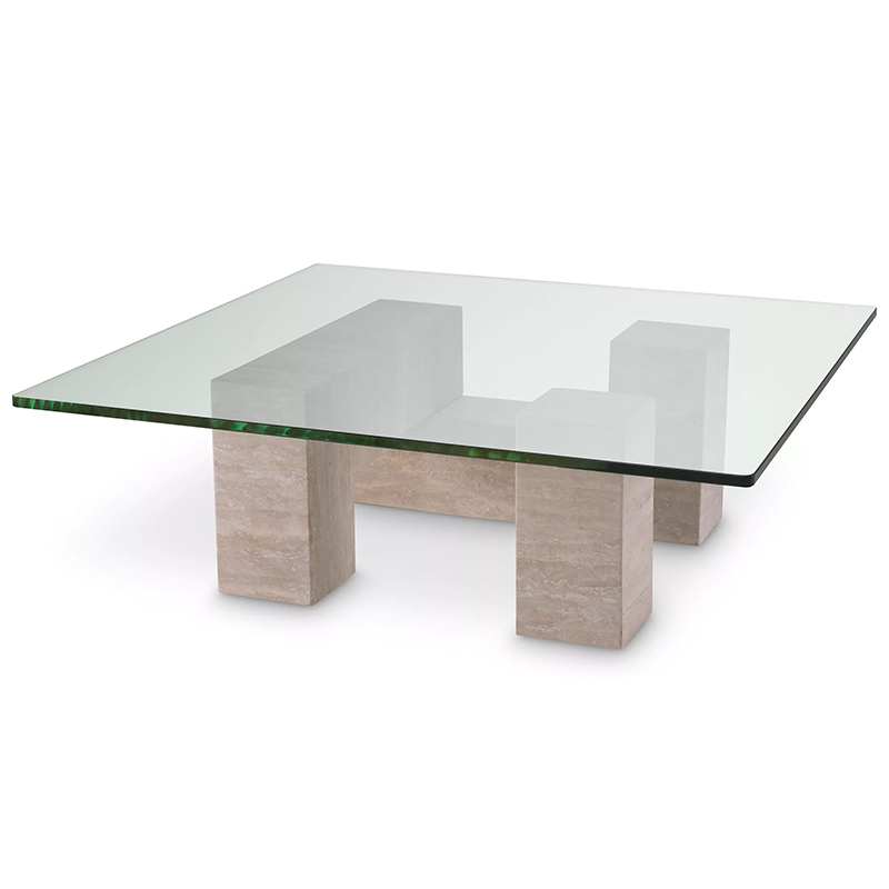 Кофейный стол Eichholtz Coffee Table Ikal Прозрачное Стекло Песочный в Санкт-петербурге | Loft Concept 