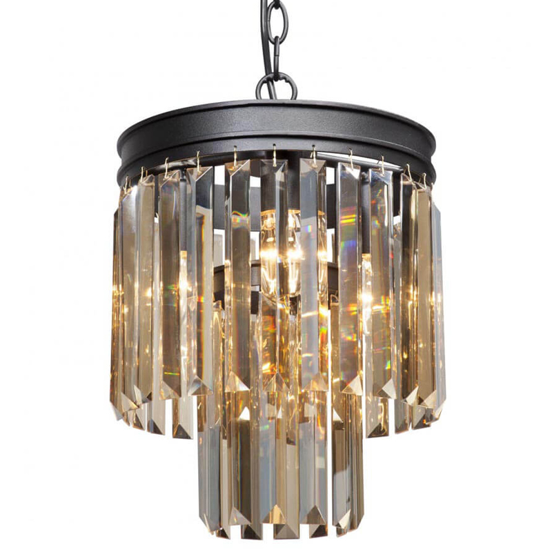 Светильник ODEON Amber GLASS Pendant lamp Янтарное Стекло D 27 Черный матовый Прозрачное Стекло в Санкт-петербурге | Loft Concept 