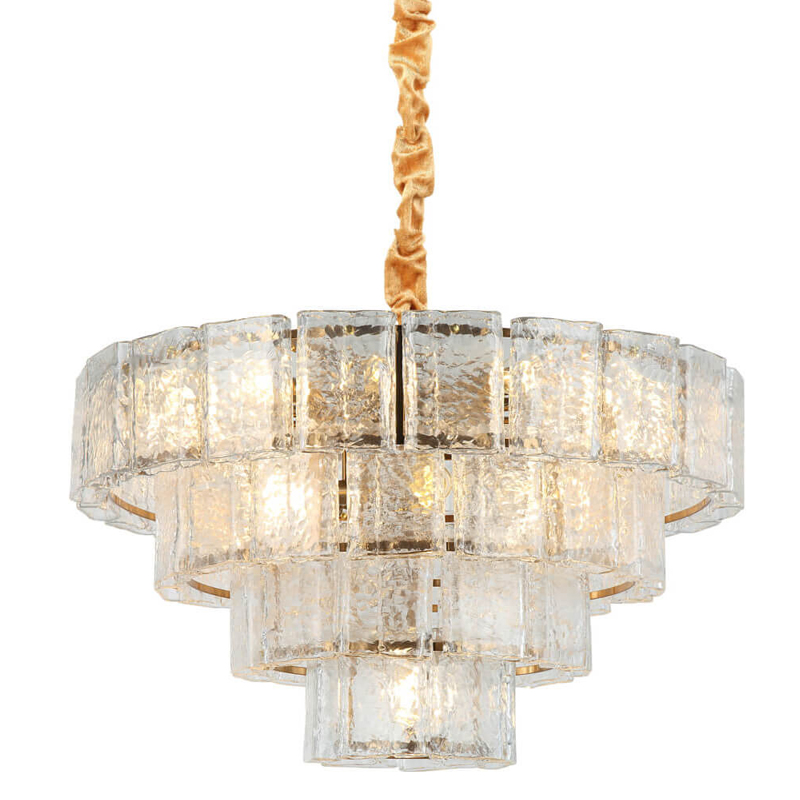 Люстра многоярусная Textured Glass Chandelier D80 Прозрачное Стекло Бронза в Санкт-петербурге | Loft Concept 