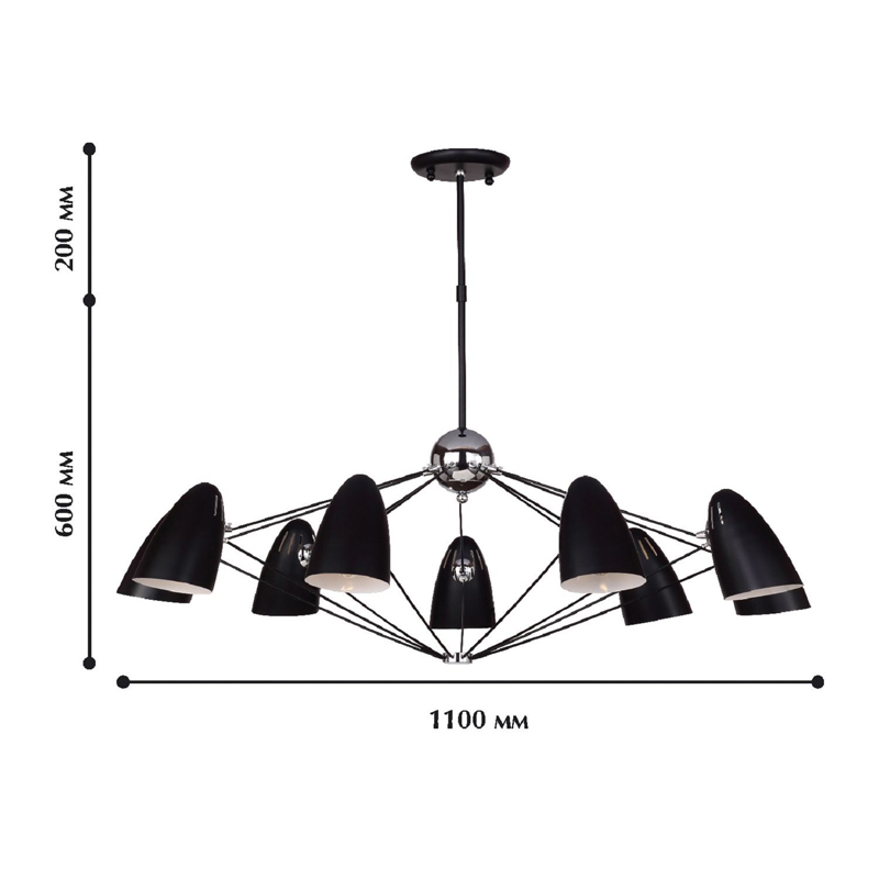 Черная люстра с декором цвета хром Retro Future в Санкт-петербурге
